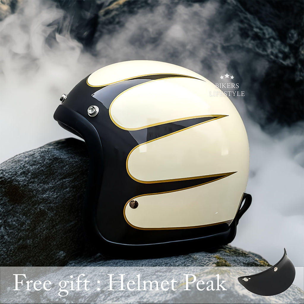 Casco de moto vintage de perfil bajo con certificación DOT y ECE