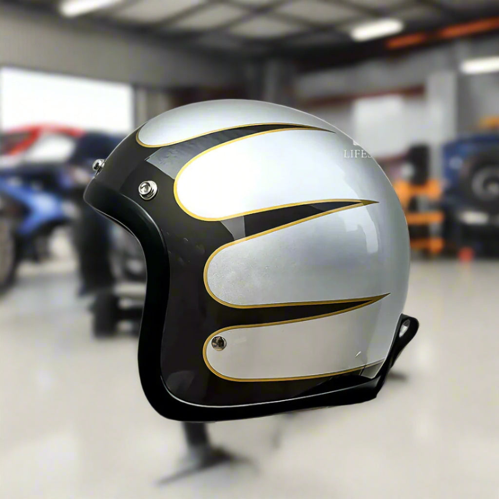 Casco de moto vintage de perfil bajo con certificación DOT y ECE