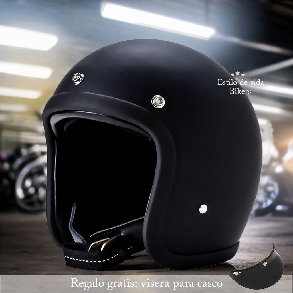 Casco de moto vintage de perfil bajo con certificación DOT y ECE