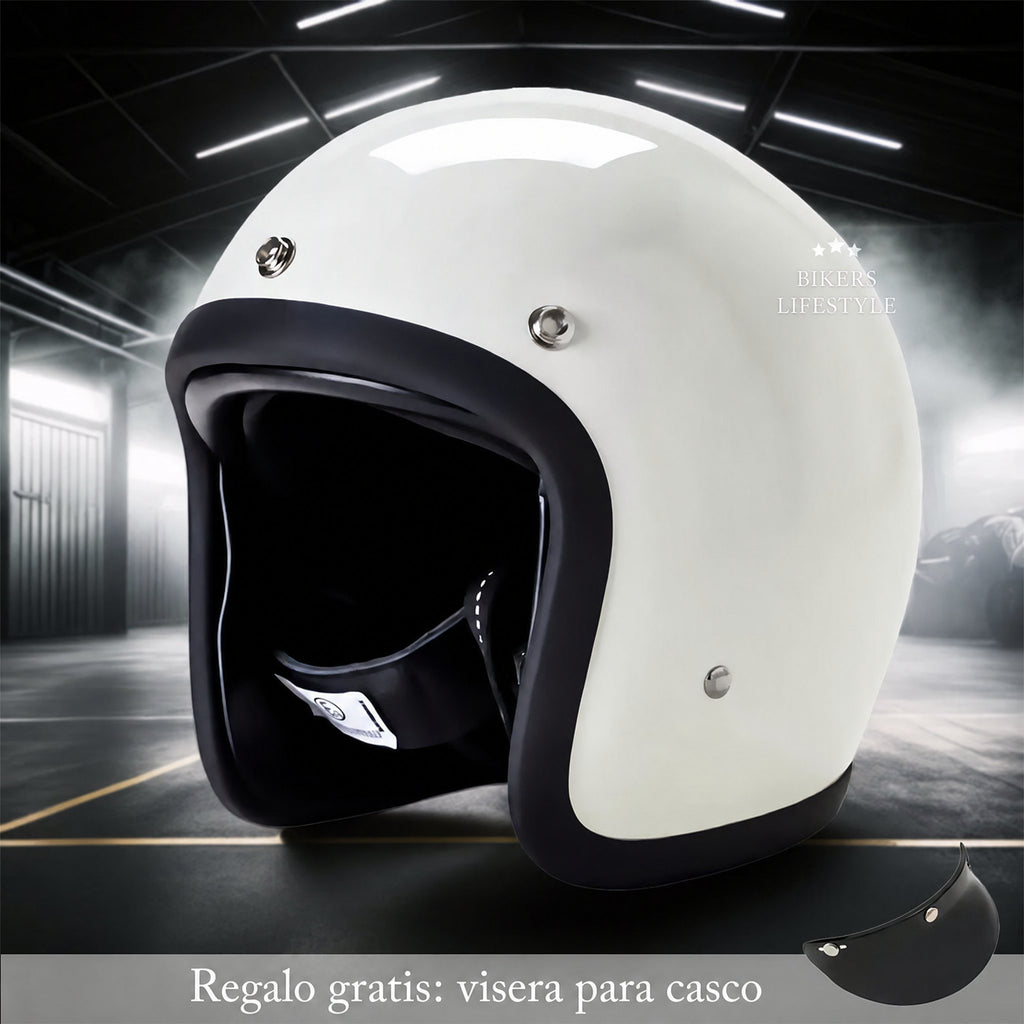 Casco de moto vintage de perfil bajo con certificación DOT y ECE