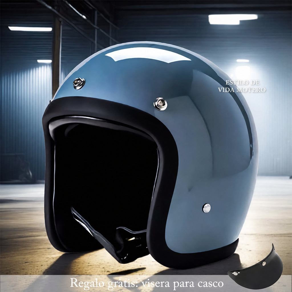 Casco de moto vintage de perfil bajo con certificación DOT y ECE
