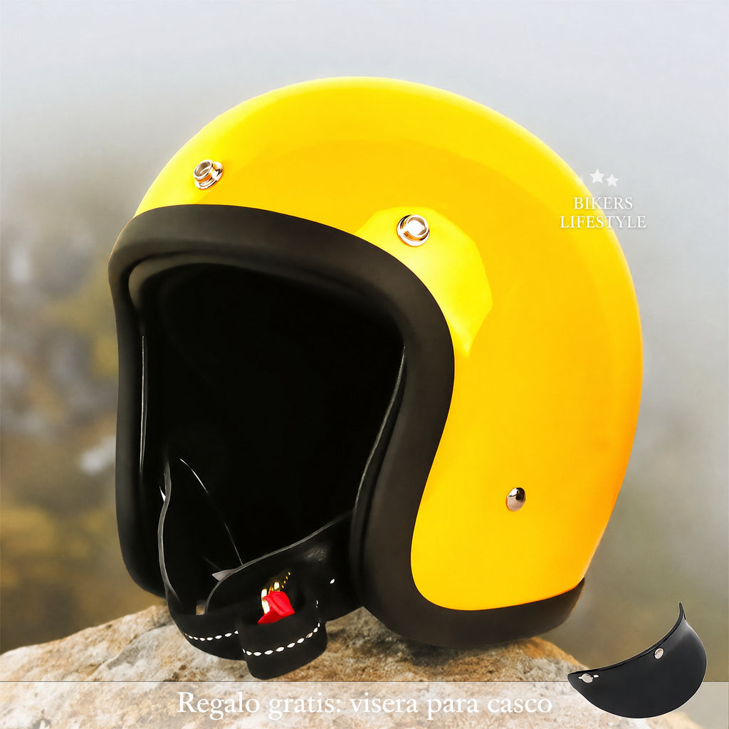 Casco de moto vintage de perfil bajo con certificación DOT y ECE