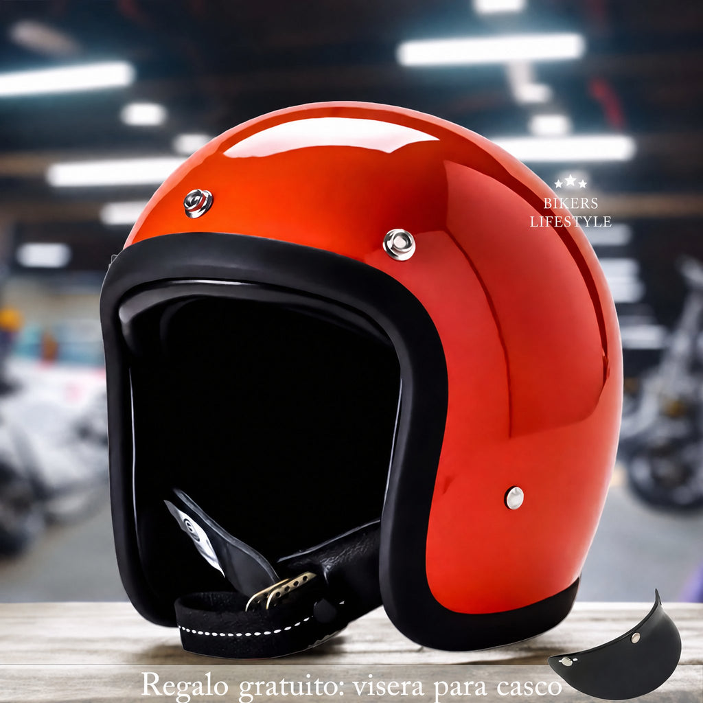 Casco de moto vintage de perfil bajo con certificación DOT y ECE