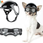 Casco para perro con gafas para protección ocular