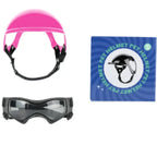 Casco para perro con gafas para protección ocular