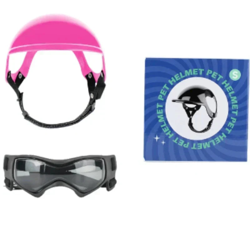 Casco para perro con gafas para protección ocular