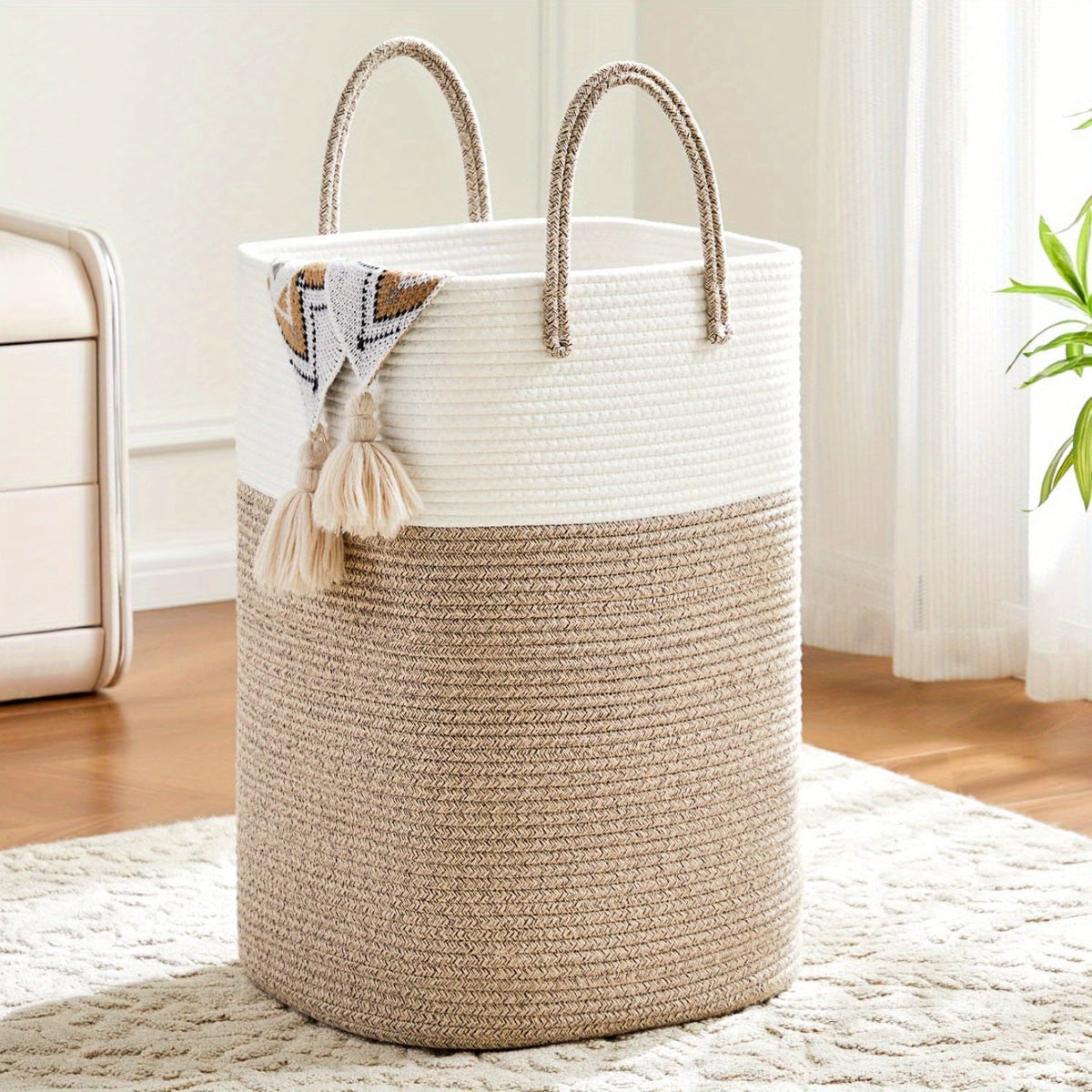 Cesta de ropa tejida extragrande - Espacio para todas tus cosas, duradera y práctica
