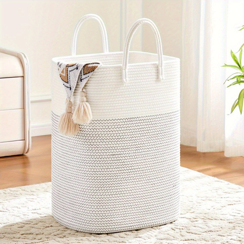Cesta de ropa tejida extragrande - Espacio para todas tus cosas, duradera y práctica