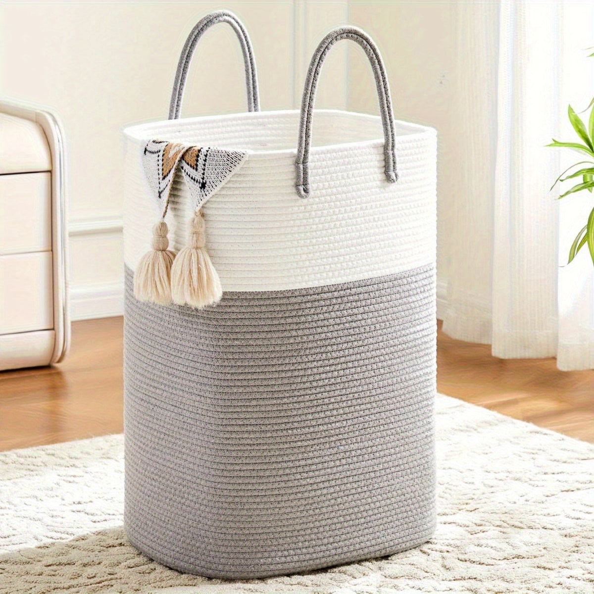 Cesta de ropa tejida extragrande - Espacio para todas tus cosas, duradera y práctica
