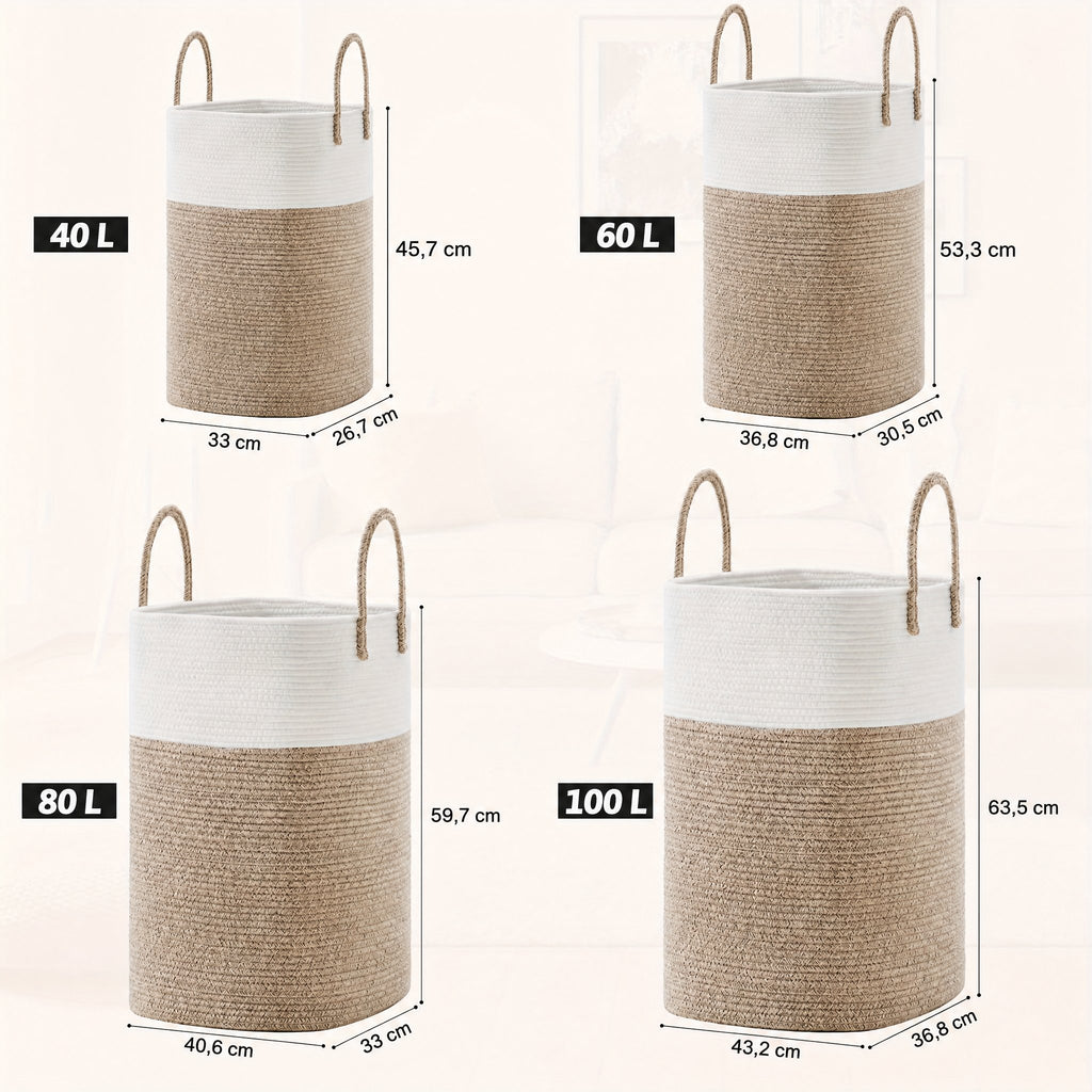 Cesta de ropa tejida extragrande - Espacio para todas tus cosas, duradera y práctica