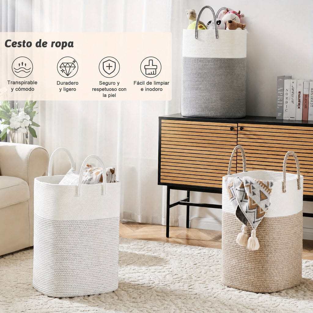 Cesta de ropa tejida extragrande - Espacio para todas tus cosas, duradera y práctica
