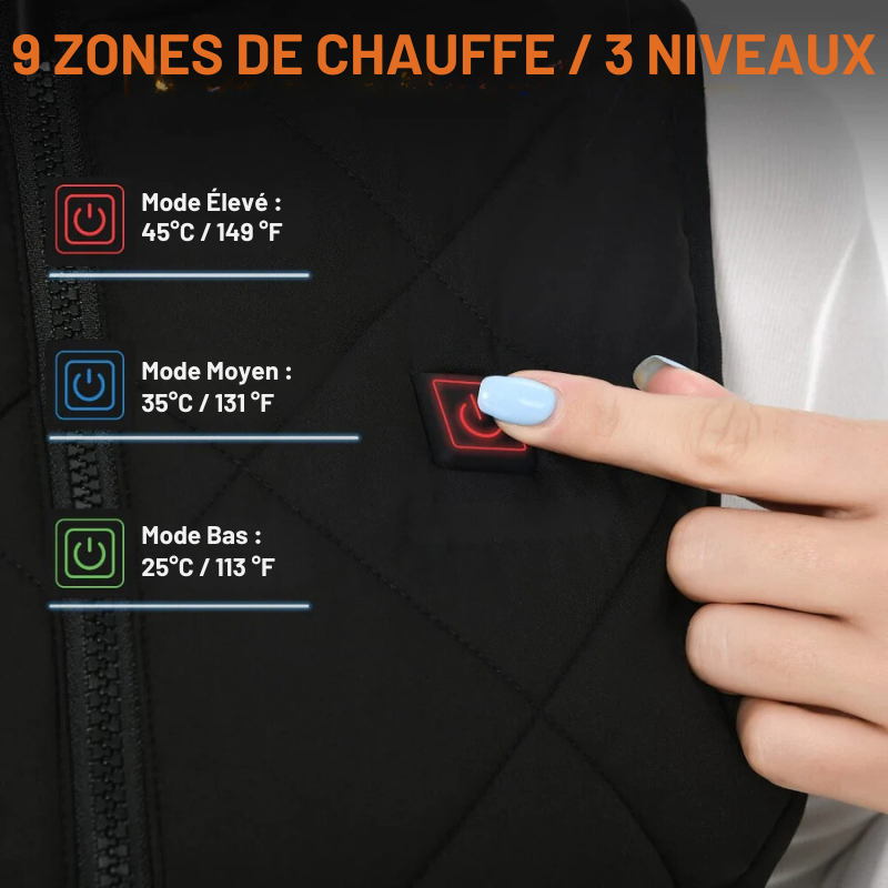 Chaleco calefactable para mujer con control dual y 9 zonas de calor – comodidad y calidez para todas las estaciones