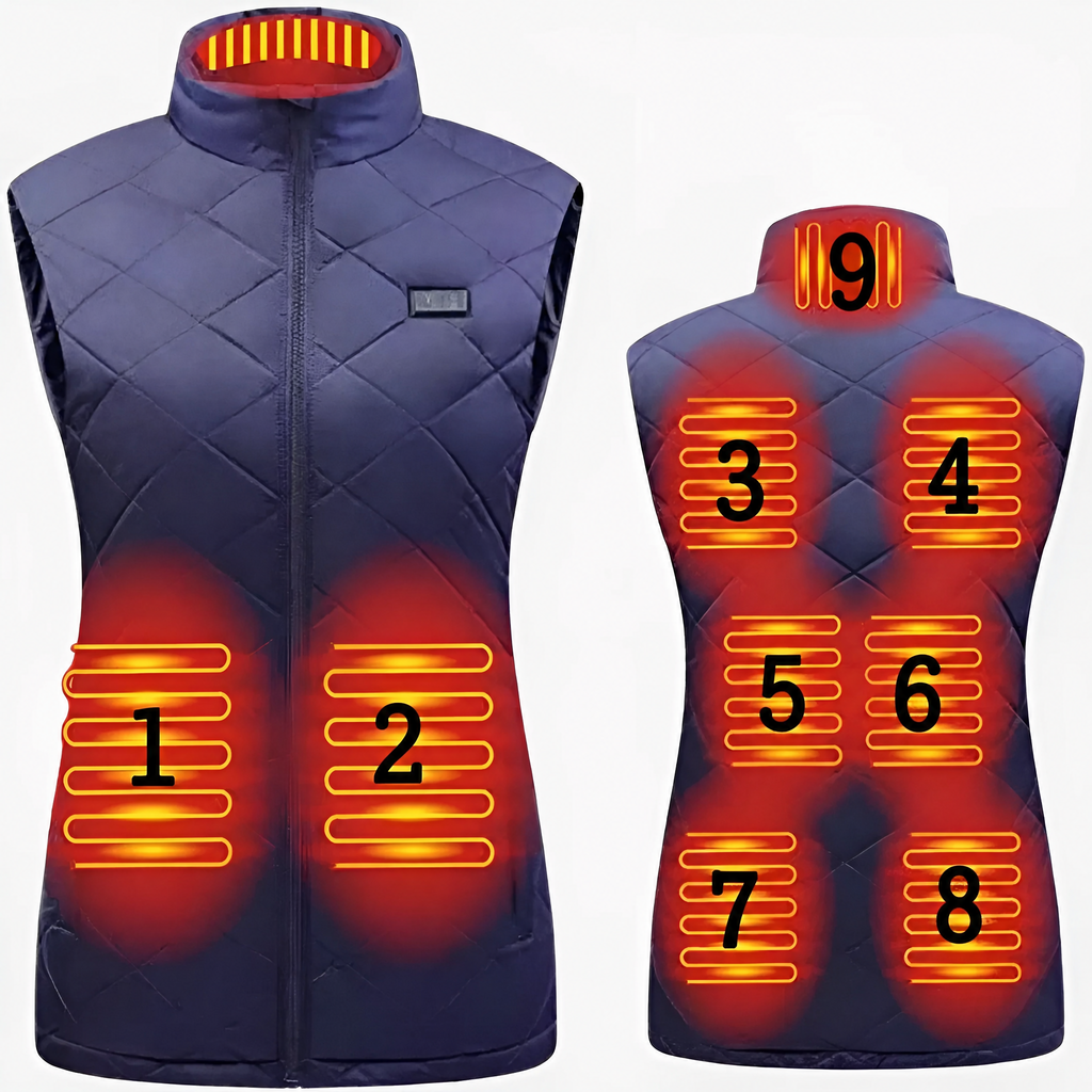 Chaleco calefactable para mujer con control dual y 9 zonas de calor – comodidad y calidez para todas las estaciones