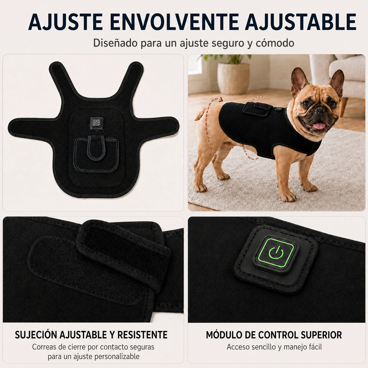 Chaleco de terapia de luz roja para perros y gatos – 660nm + 850nm infrarrojo cercano para comodidad de espalda, cadera,