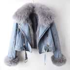 Chaqueta corta elegante para mujer con cuello desmontable