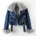 Chaqueta corta elegante para mujer con cuello desmontable