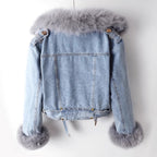 Chaqueta corta elegante para mujer con cuello desmontable