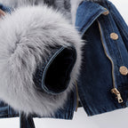 Chaqueta corta elegante para mujer con cuello desmontable