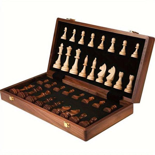 Juego de ajedrez clásico de madera con piezas adicionales