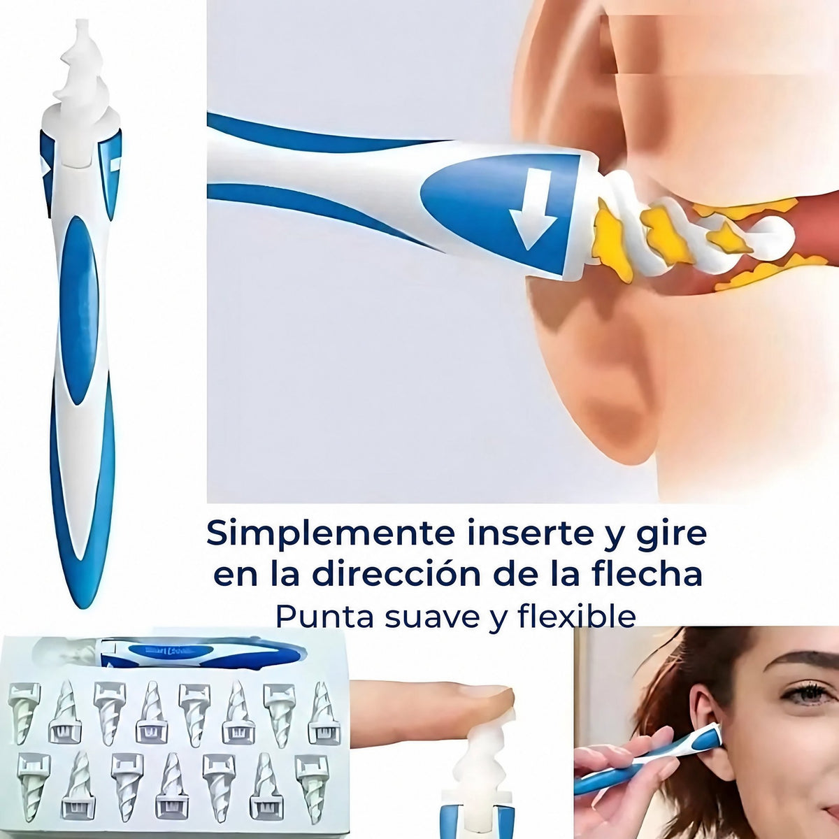 ClearEar | Limpiador de cera de oído de silicona – Seguro – No invasivo – Flexible para la higiene del oído – Comodidad 