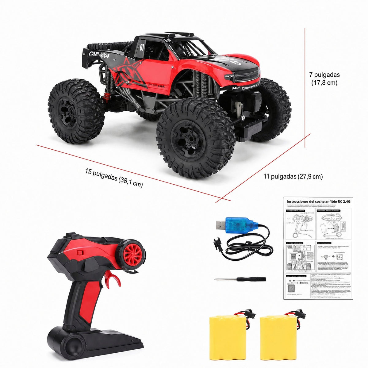 Coche monstruo anfibio teledirigido para aventuras todoterreno