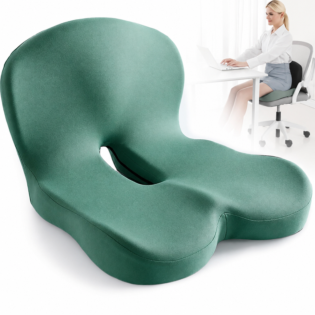 Cojín de asiento | Cojín de asiento ergonómico de espuma viscoelástica | Alivio de presión y antideslizante | ErgoComfor