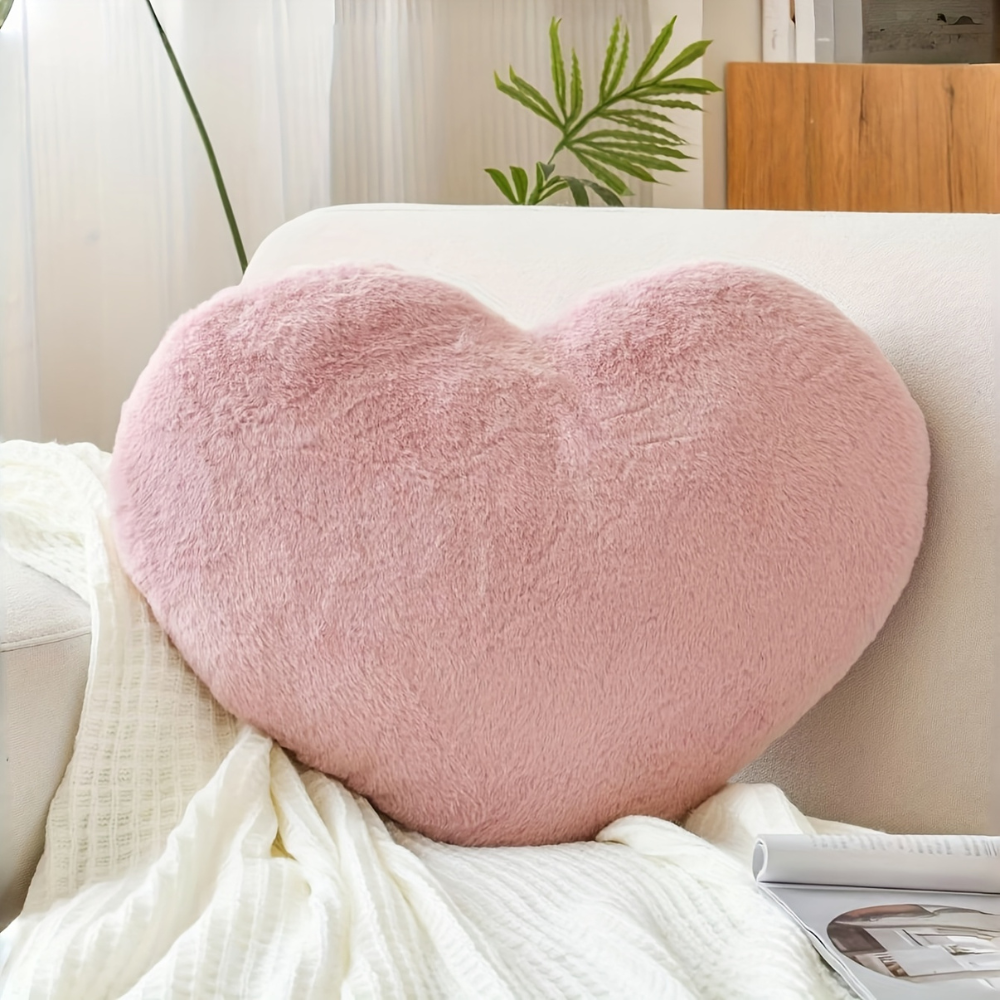 Cojín decorativo de sofá, de peluche, en forma de corazón