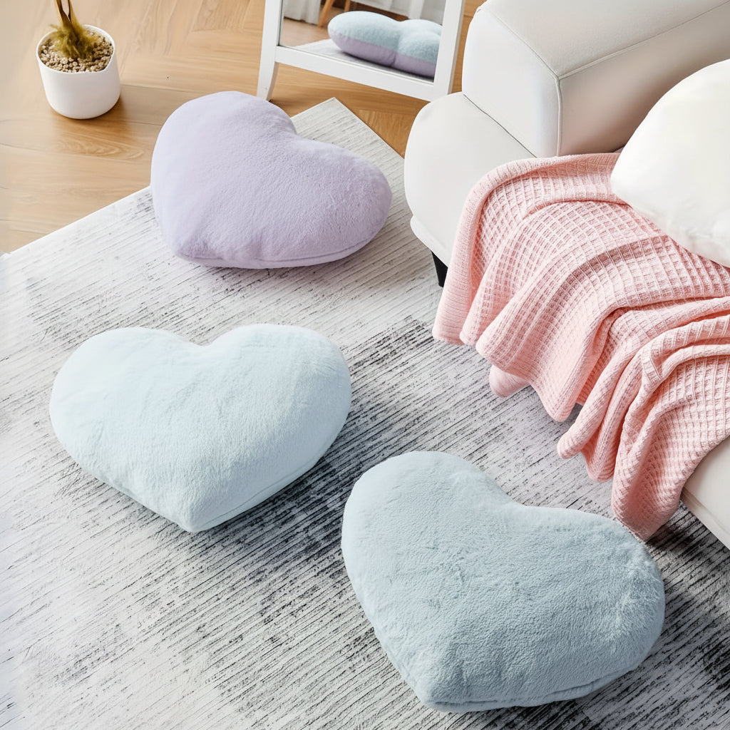 Cojín decorativo de sofá, de peluche, en forma de corazón
