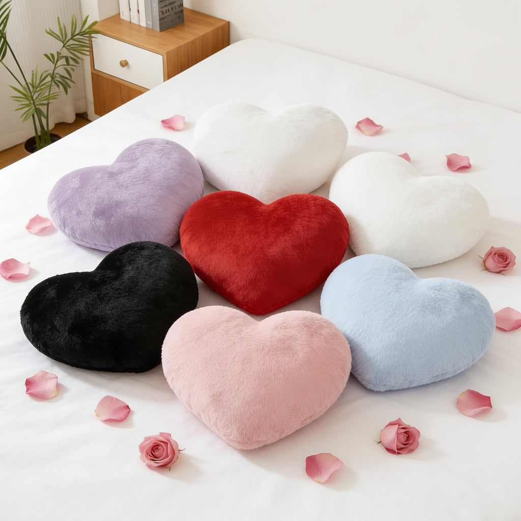 Cojín decorativo de sofá, de peluche, en forma de corazón