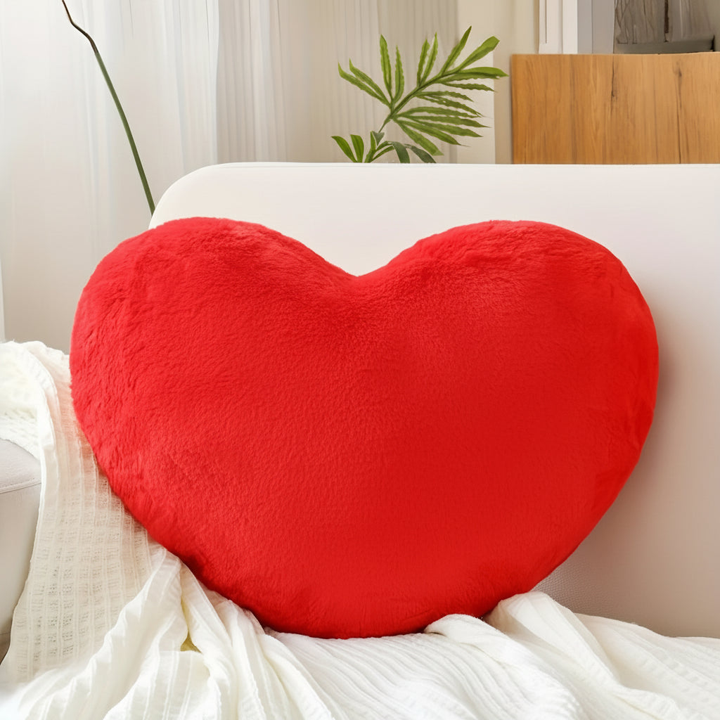 Cojín decorativo de sofá, de peluche, en forma de corazón