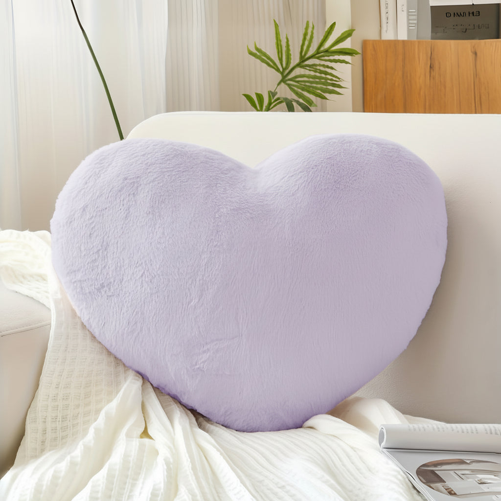 Cojín decorativo de sofá, de peluche, en forma de corazón