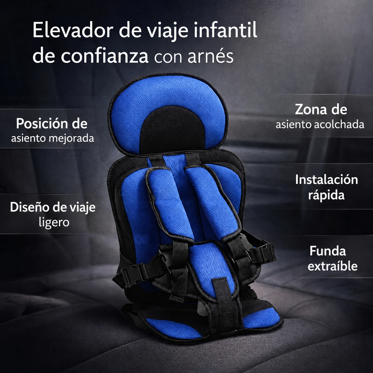 Cojín elevador de seguridad infantil para el coche