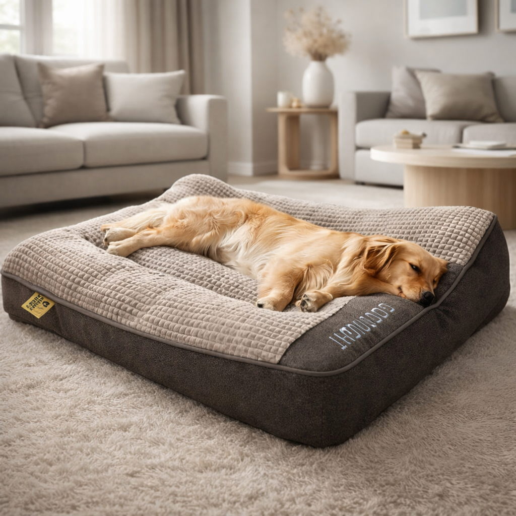 Cojín ortopédico para perro grande – Cama de lujo de espuma viscoelástica con reposacabezas