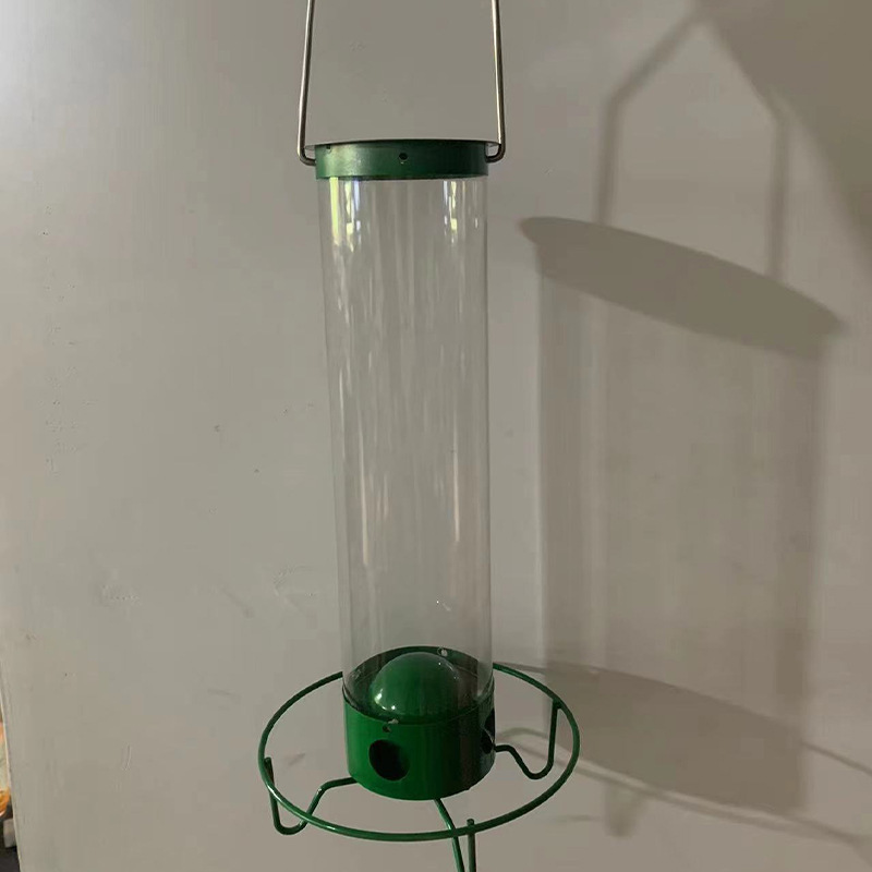 Comedero de pájaros metálico antia ardillas colgante de exterior para jardín, tipo tubo