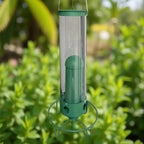 Comedero de pájaros metálico antia ardillas colgante de exterior para jardín, tipo tubo