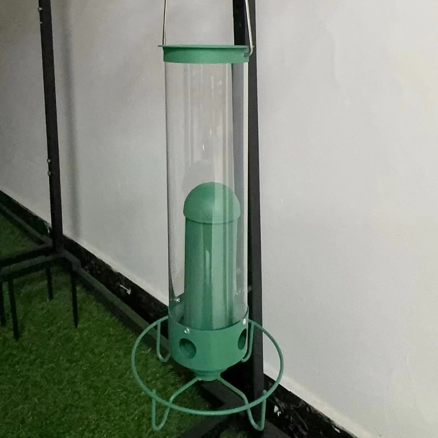 Comedero de pájaros metálico antia ardillas colgante de exterior para jardín, tipo tubo