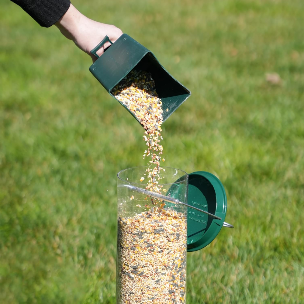 Comedero de pájaros metálico antia ardillas colgante de exterior para jardín, tipo tubo