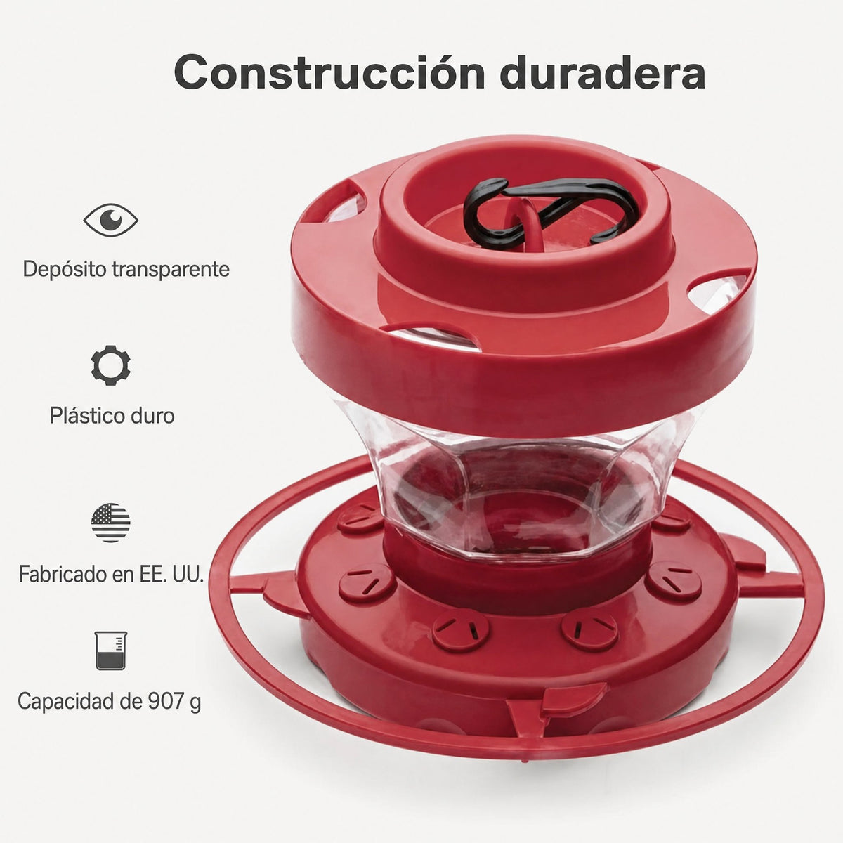 Comedero para colibríes a prueba de abejas con posadero - Capacidad 473 ml