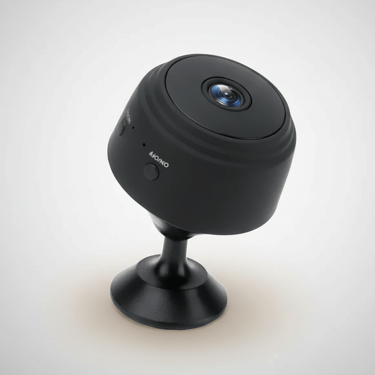 Cámara de seguridad HD compacta con visión nocturna y control remoto mediante aplicación