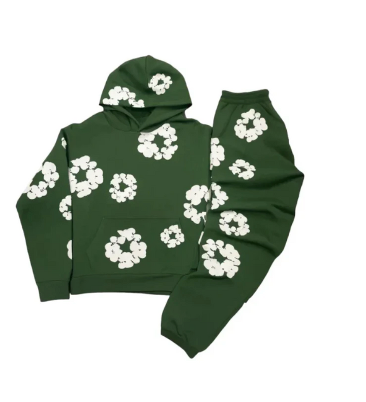 Conjunto athleisure sudadera con capucha y jogger con estampado floral