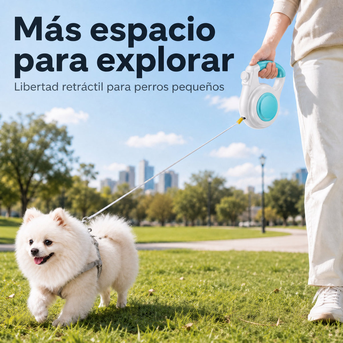 correa extensible para perros con luz recargable para paseos nocturnos - Ayuda a que los perros pequeños se mantengan vi