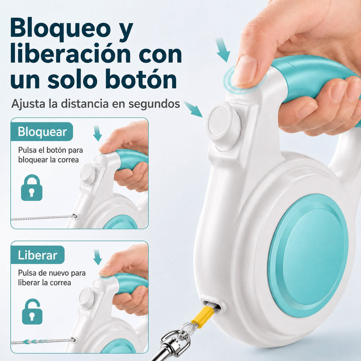 correa extensible para perros con luz recargable para paseos nocturnos - Ayuda a que los perros pequeños se mantengan vi