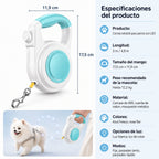 correa extensible para perros con luz recargable para paseos nocturnos - Ayuda a que los perros pequeños se mantengan vi