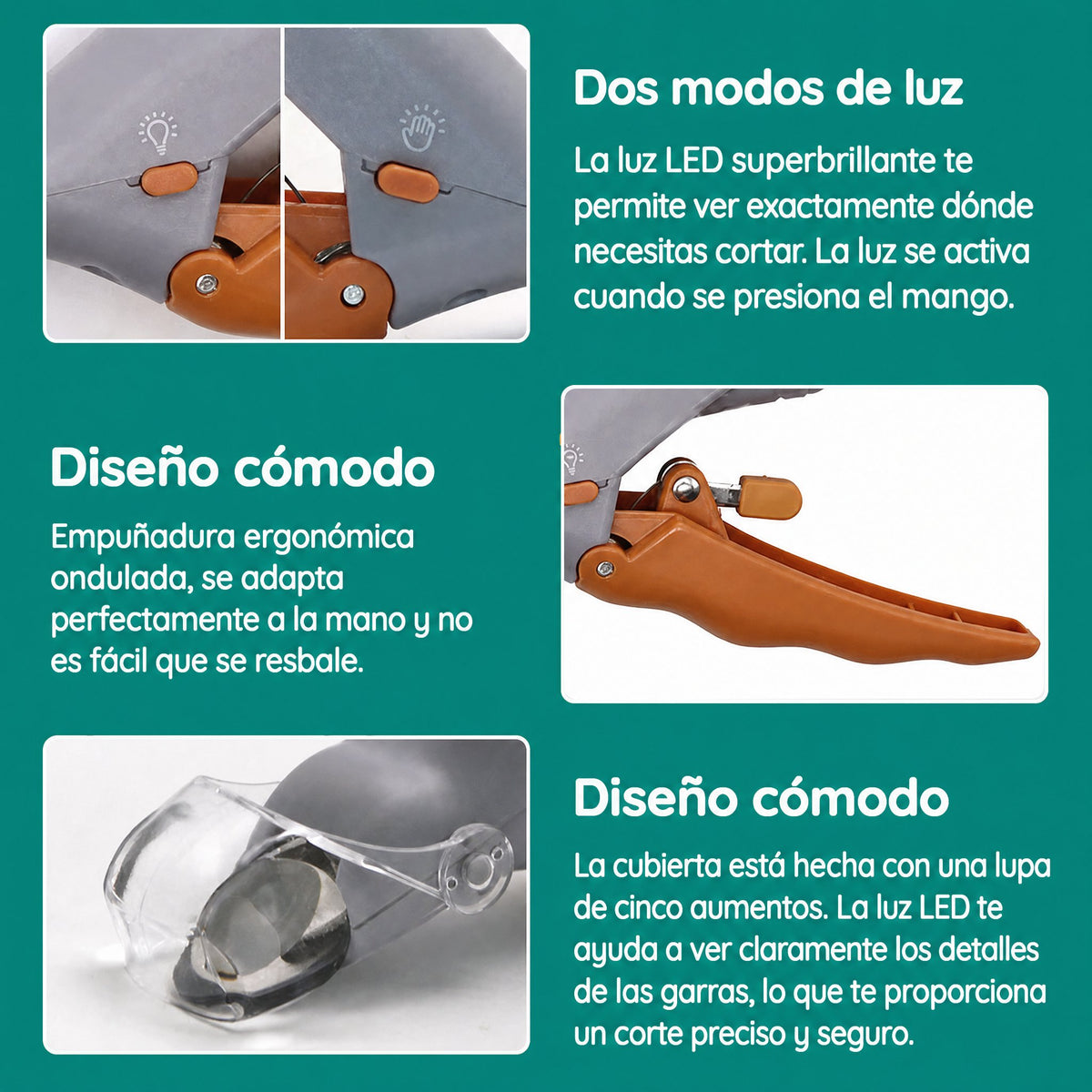 Cortaúñas para perros con luz de seguridad y sensor