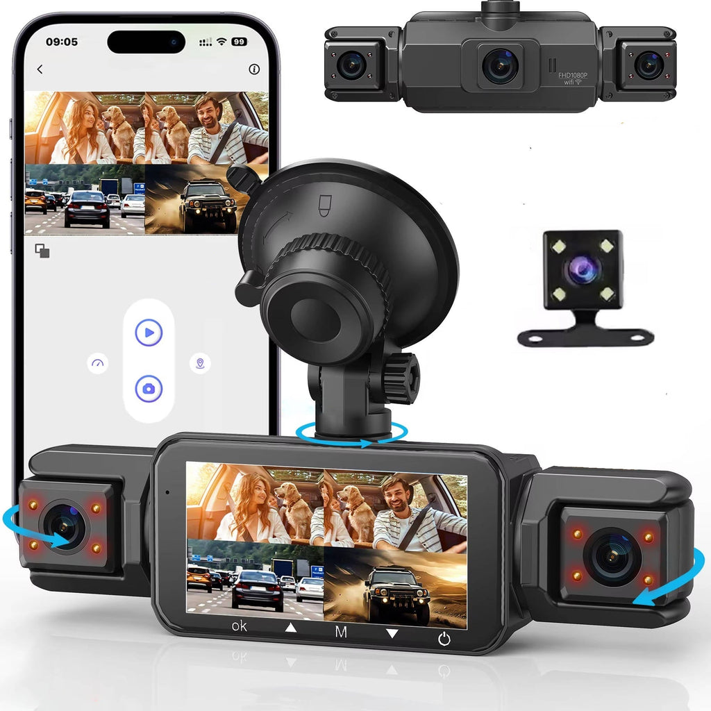 Dash cam inalámbrica delantera y trasera para coche con visión nocturna