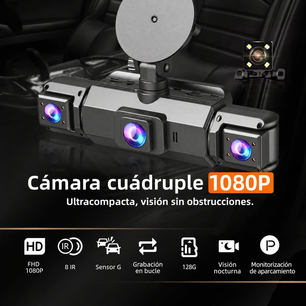 Dash cam inalámbrica delantera y trasera para coche con visión nocturna