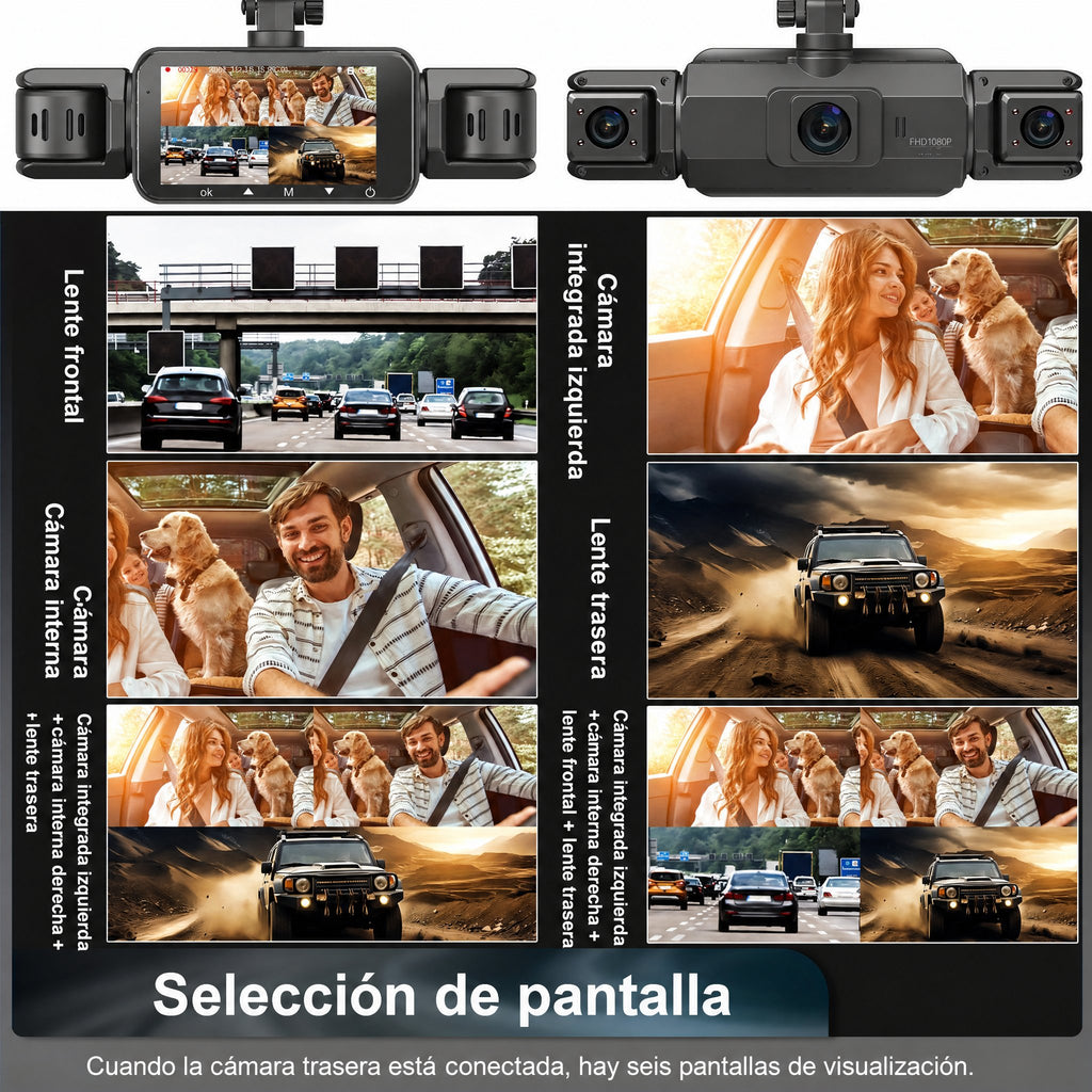 Dash cam inalámbrica delantera y trasera para coche con visión nocturna