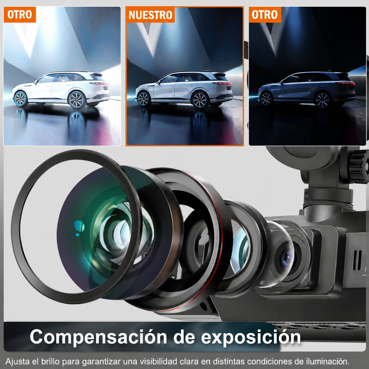 Dash cam inalámbrica delantera y trasera para coche con visión nocturna