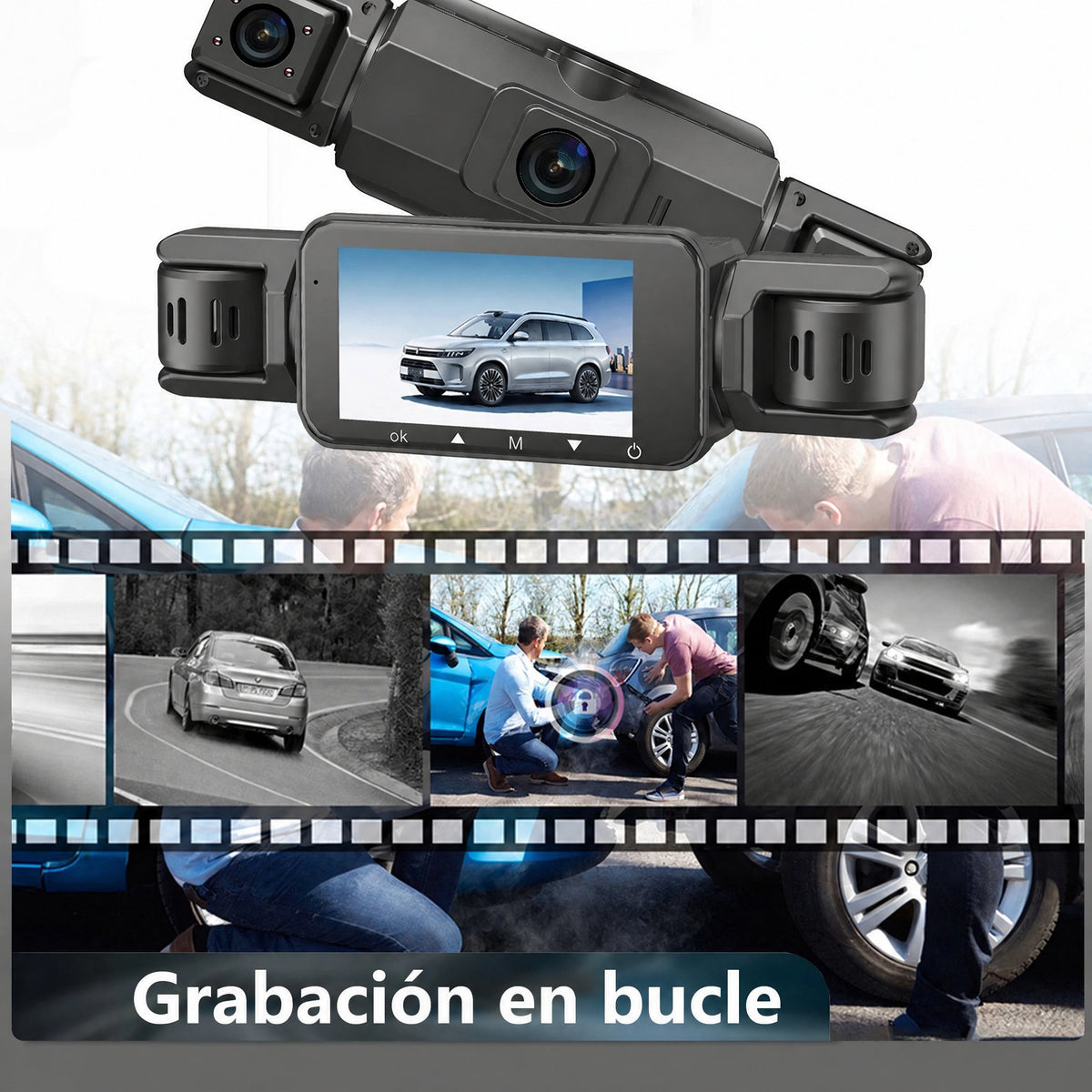 Dash cam inalámbrica delantera y trasera para coche con visión nocturna