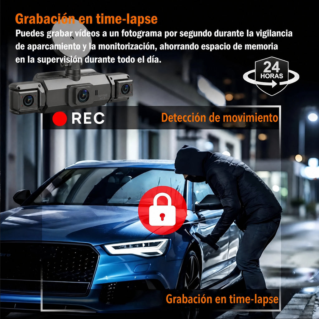 Dash cam inalámbrica delantera y trasera para coche con visión nocturna